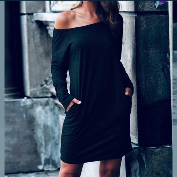 Suvimuga Dresses & Skirts - 🆕OFF-SHOULDER LONG SLEEVE POCKET SHEATH DRESS
